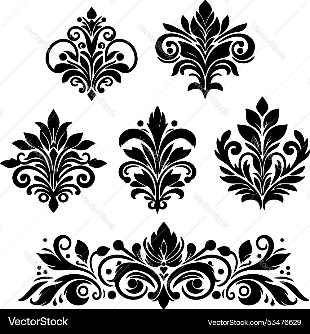 Ornamental vignettes set Vector Image