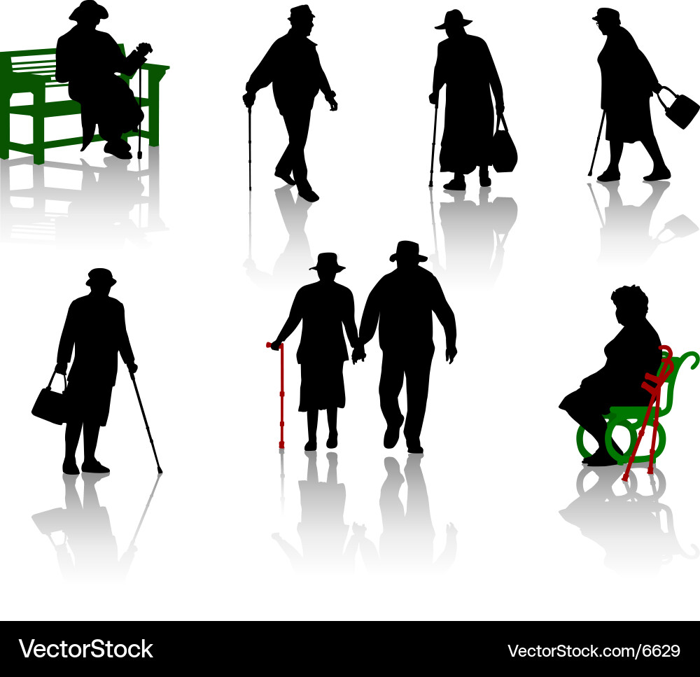 Senior Couple Silhouette vector image