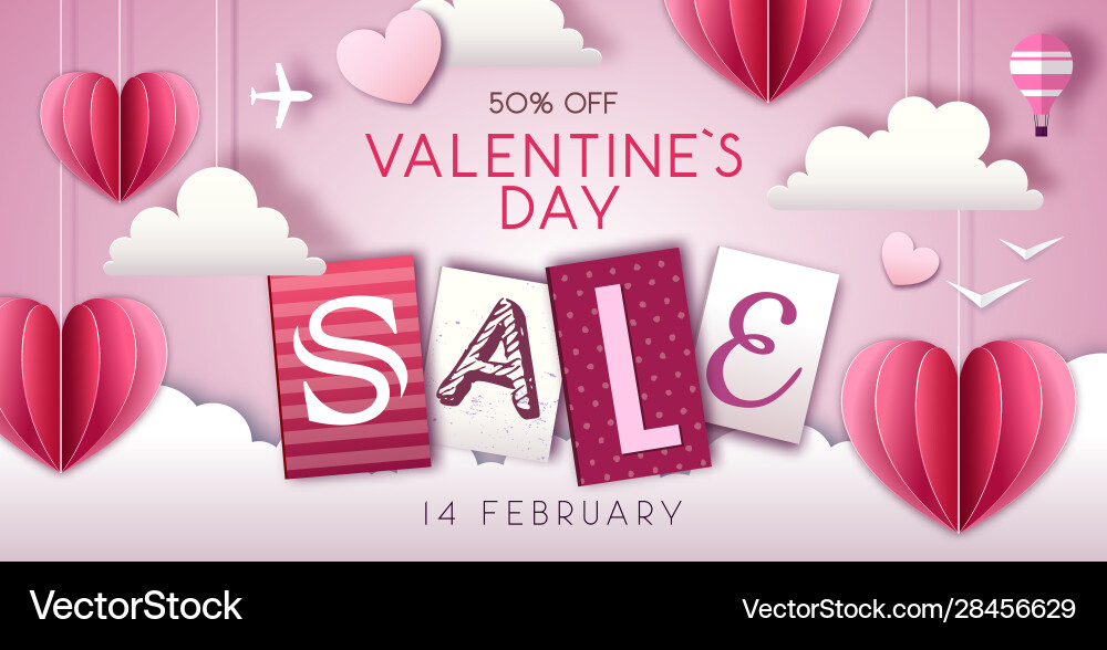 Valentines day sale background with love heart Valentines day sale background with love heart vector image