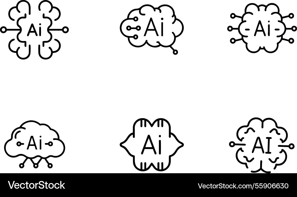 Ai computer icon set Vector Image