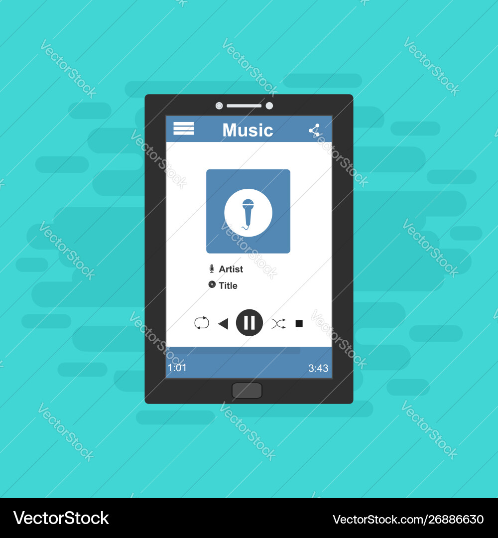 Media player application app template with flat Media player application app template with flat Vector Image
