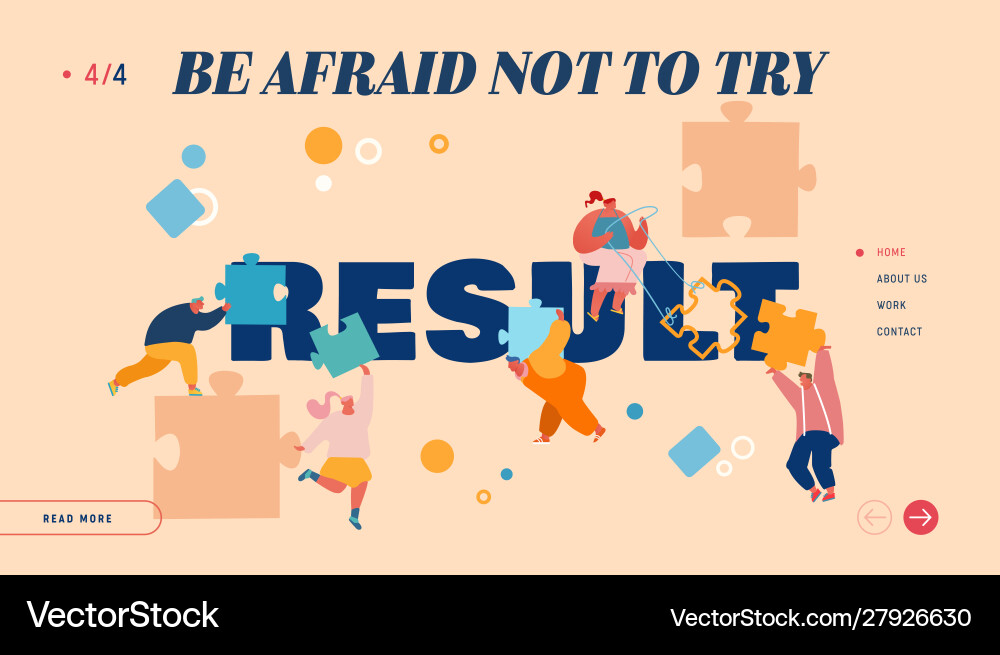 People working on result website landing page People working on result website landing page vector image