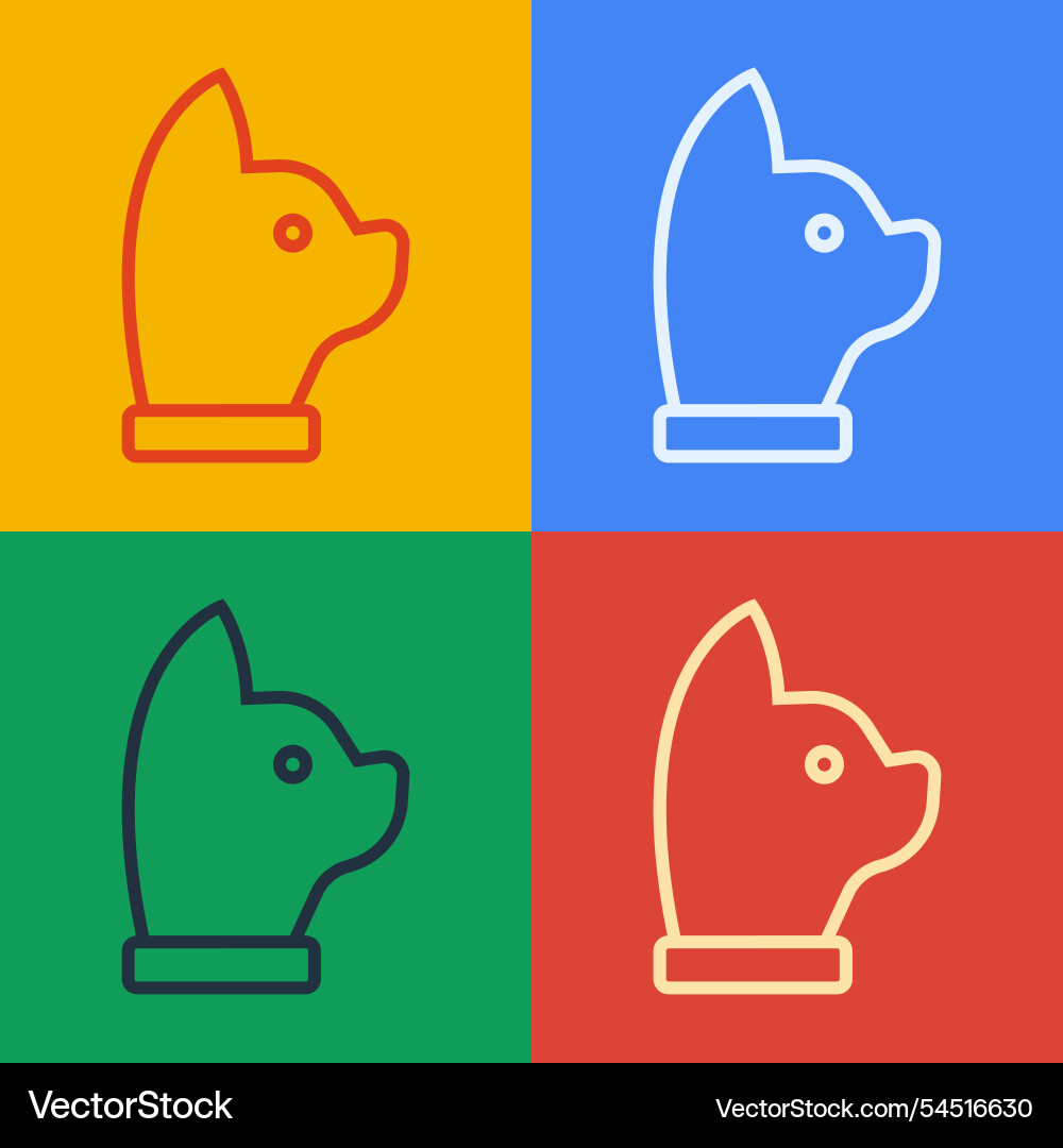 Pop art line cat icon isolated on color background Vector Image