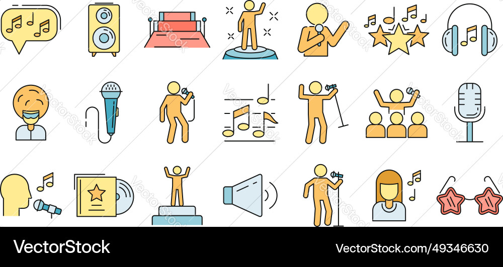 Singer icons set color Singer icons set color vector image