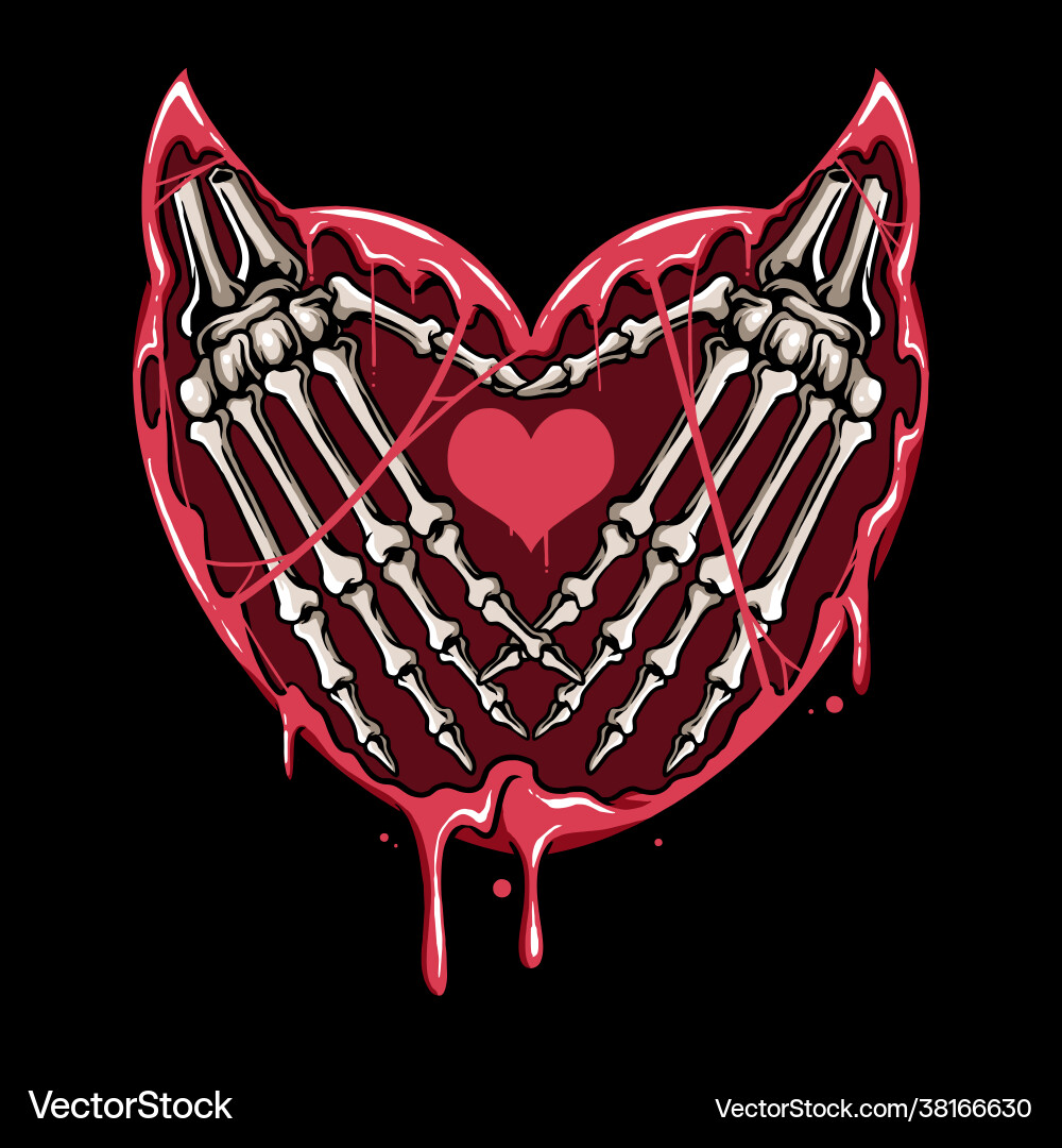 Skull & Heart with Devilish Hands Vector Image