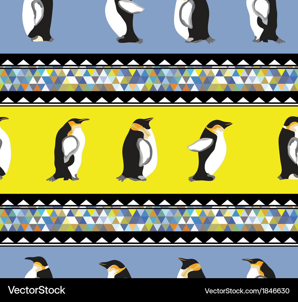 Texture with penguins and a triangular design Vector Image