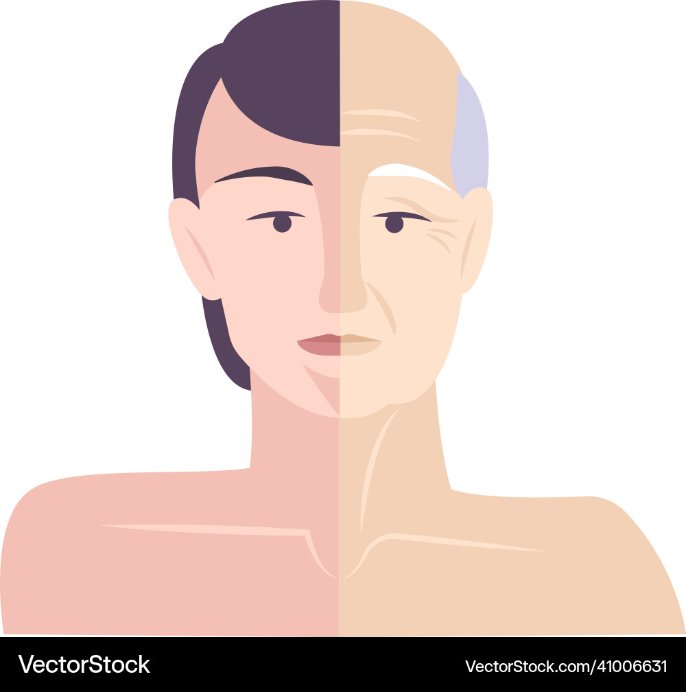 Aging Face Comparison - Young vs. Old Royalty Free Vector
