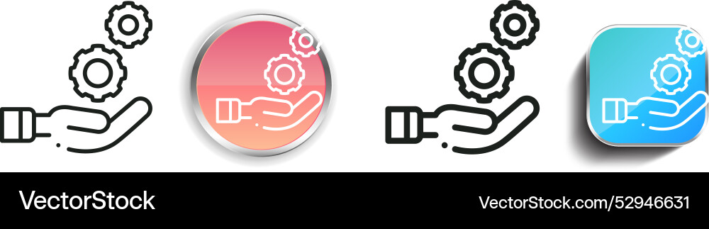 Cogwheel icon thin linear regular and button vector image