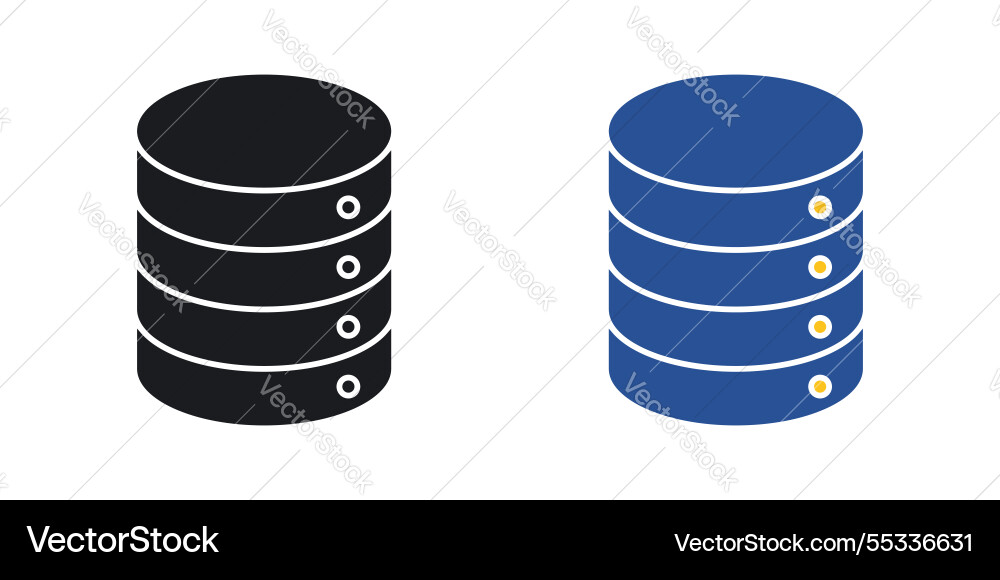 Database icons set black and colored style vector image