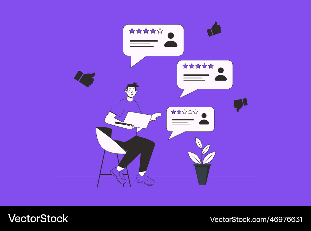 Feedback web concept with character scene in flat Feedback web concept with character scene in flat vector image