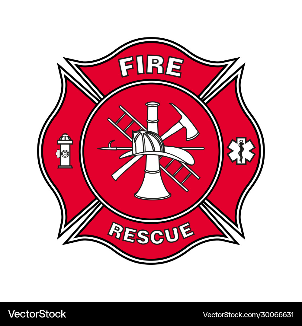 Fire department emblem st florian maltese cross Fire department emblem st florian maltese cross vector image