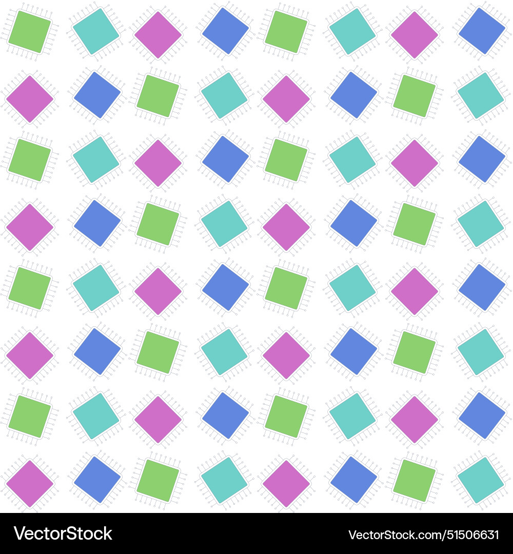 Microchip seamless pattern colorful chips endless vector image