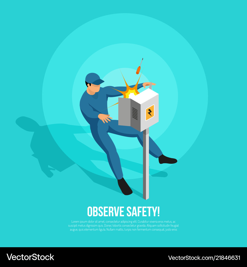 Observe safety isometric background Observe safety isometric background vector image