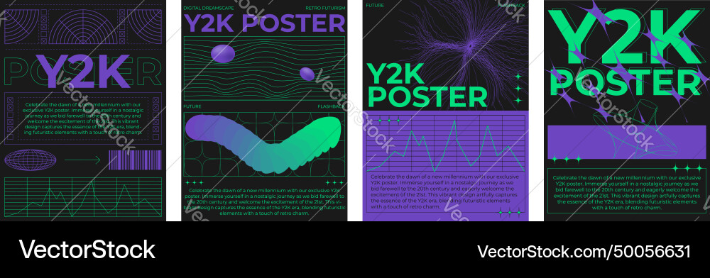 Retro futuristic vibe banners vector image