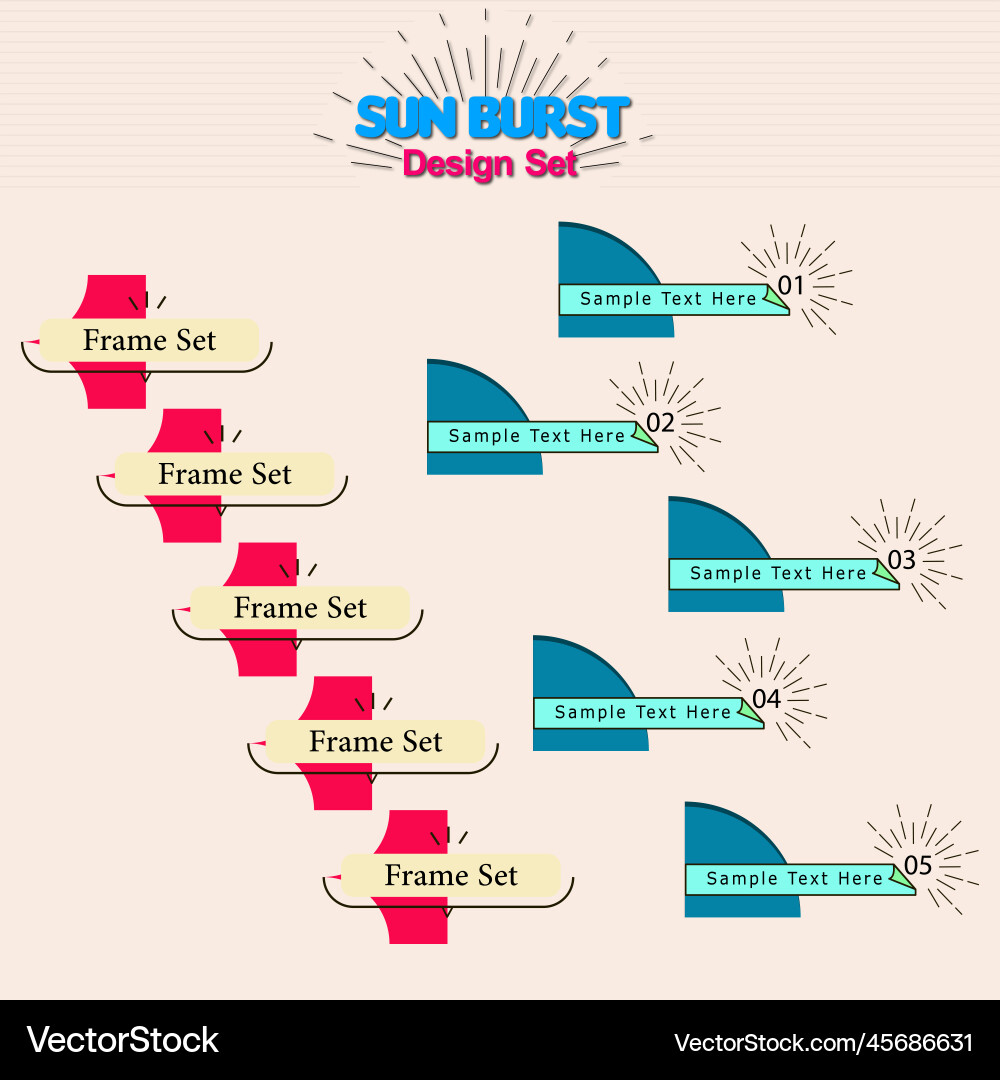 Sunburst design set simple heading frame Sunburst design set simple heading frame vector image