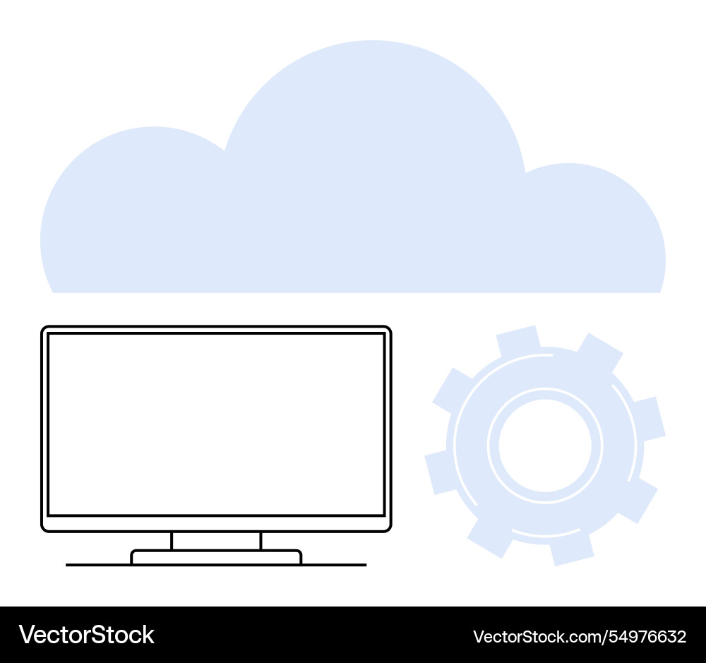 Cloud computing concept with monitor and gear Cloud computing concept with monitor and gear vector image