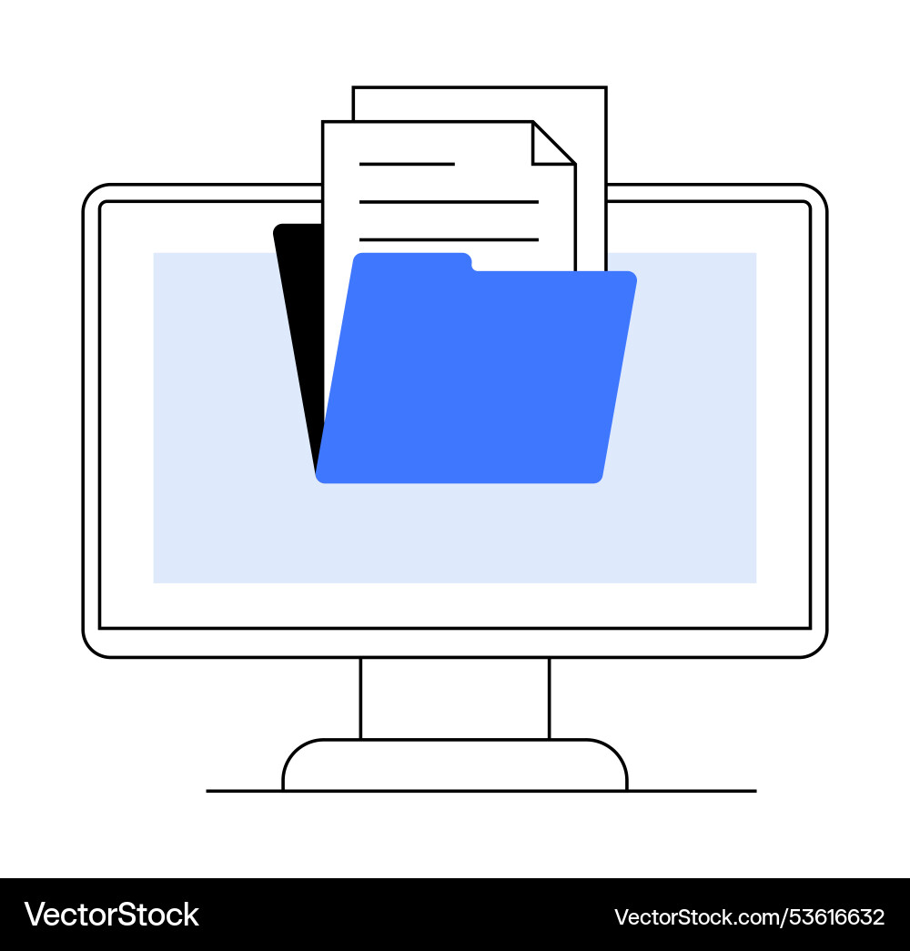 Digital document management on a computer screen Digital document management on a computer screen vector image