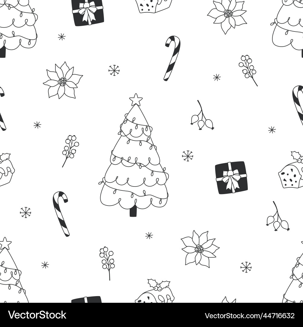 Doodle Christmas Pattern - Festive & Whimsical vector image