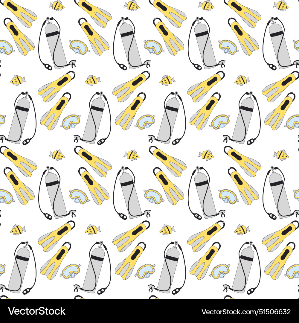 Endless pattern featuring diving equipment Vector Image