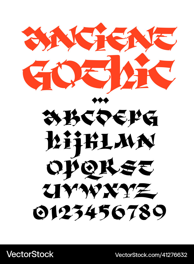Gothic Latin Numbers - Medieval Style Vector Image
