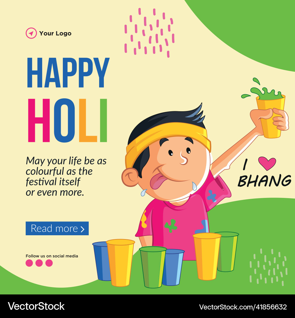 Happy holi banner design vector image