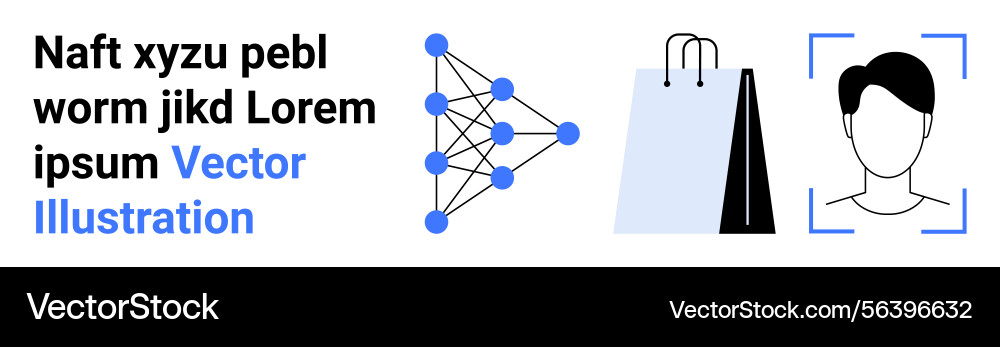 Neural network face recognition and shopping Neural network face recognition and shopping vector image