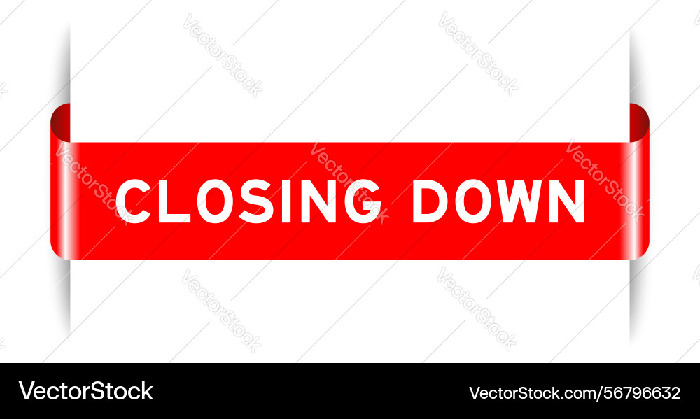 Red color inserted label banner with word closing Vector Image