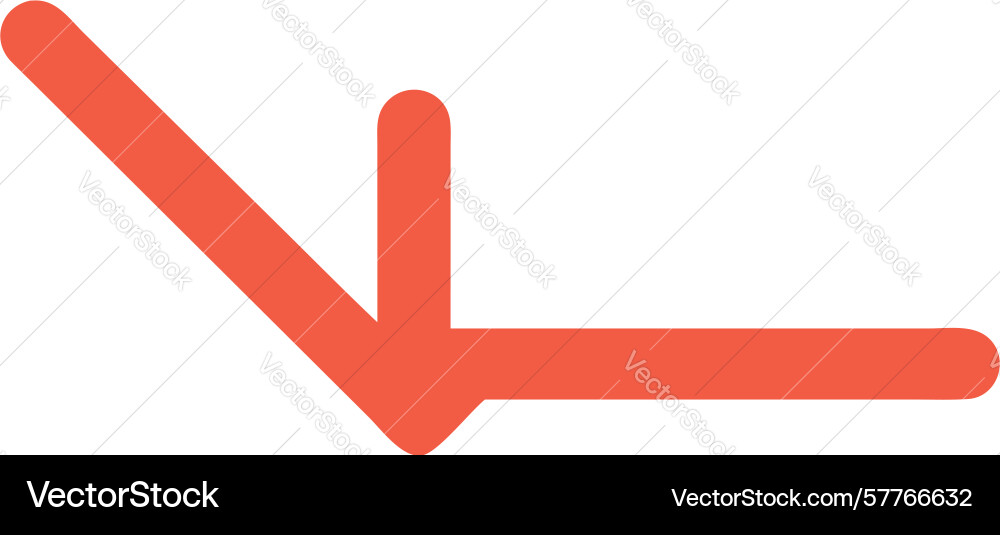 Red down-left arrow warning direction icon design vector image