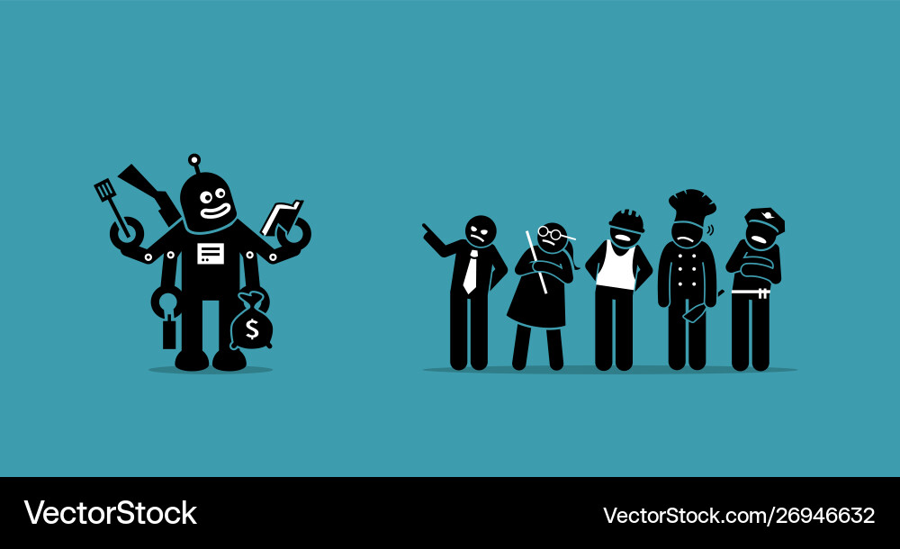 Robots Replacing Human Workers vector image
