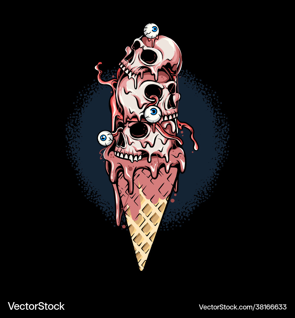 Creepy Ice Cream Skull Stack vector image