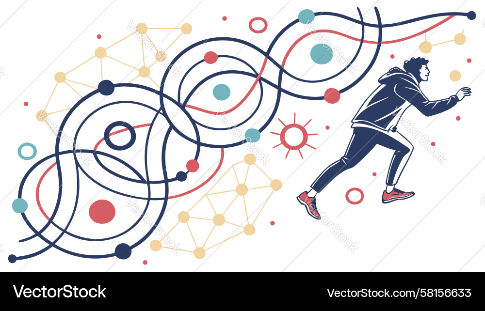 Dynamic Network Runner Vector Image