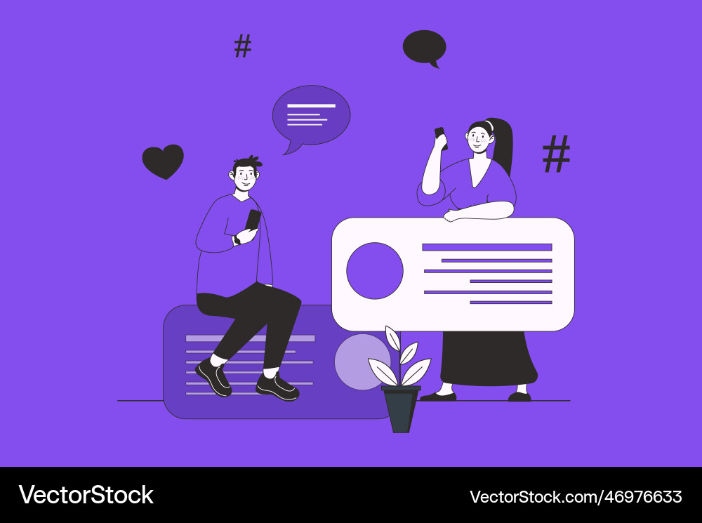 Forum web concept with character scene in flat Vector Image