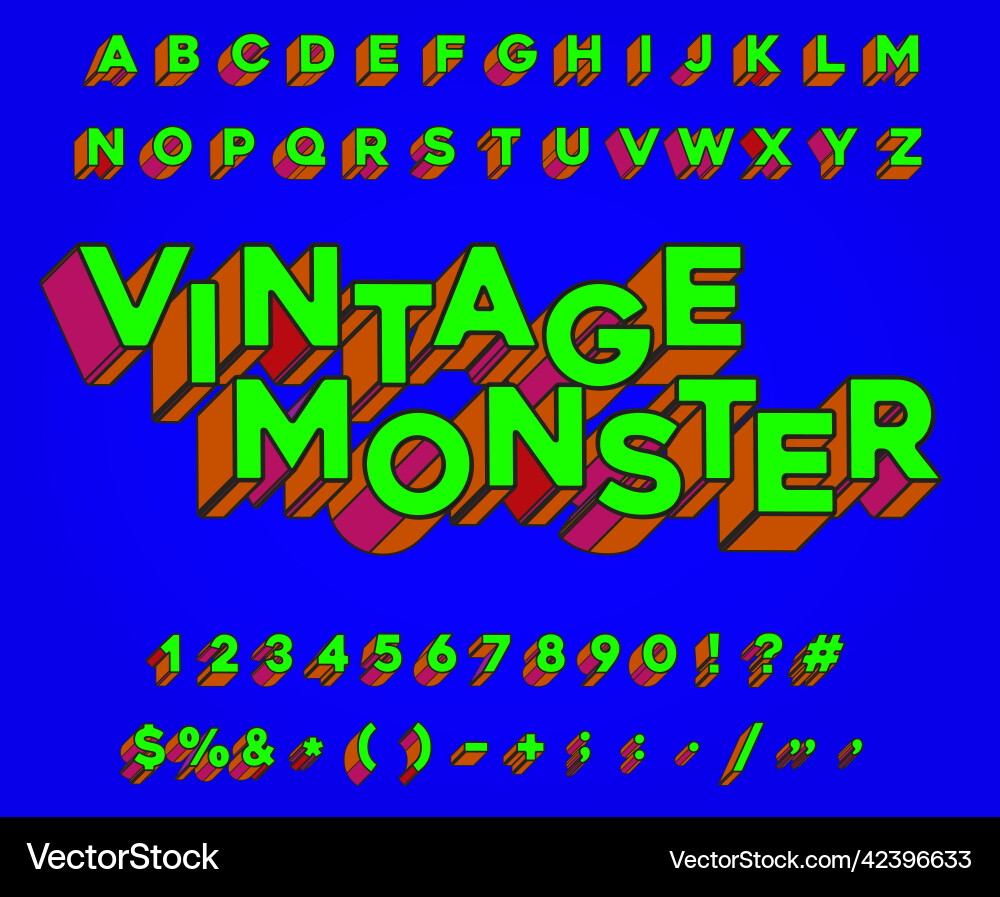 Retro but modern colorful font alphabet numbers Retro but modern colorful font alphabet numbers vector image