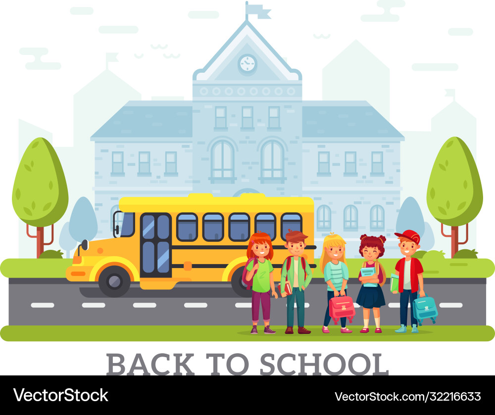 School yellow bus for children back to School yellow bus for children back to vector image