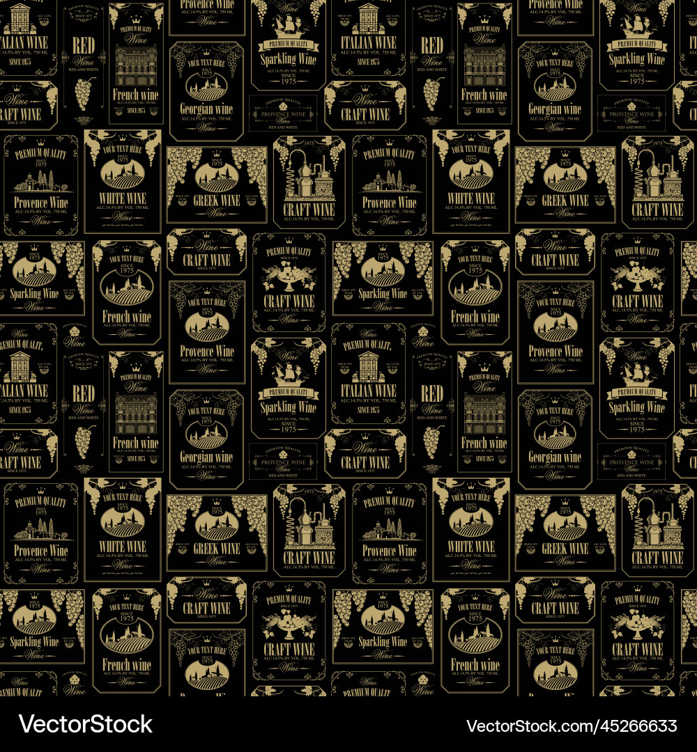 Seamless pattern on theme of wine with various Seamless pattern on theme of wine with various vector image
