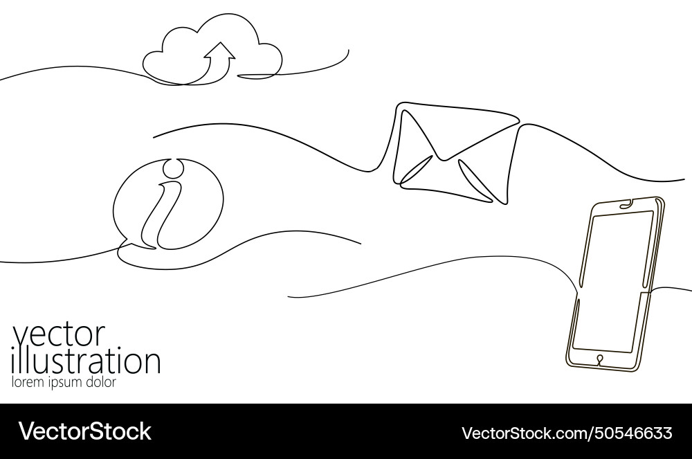 Single continuous line art smartphone mobile Vector Image