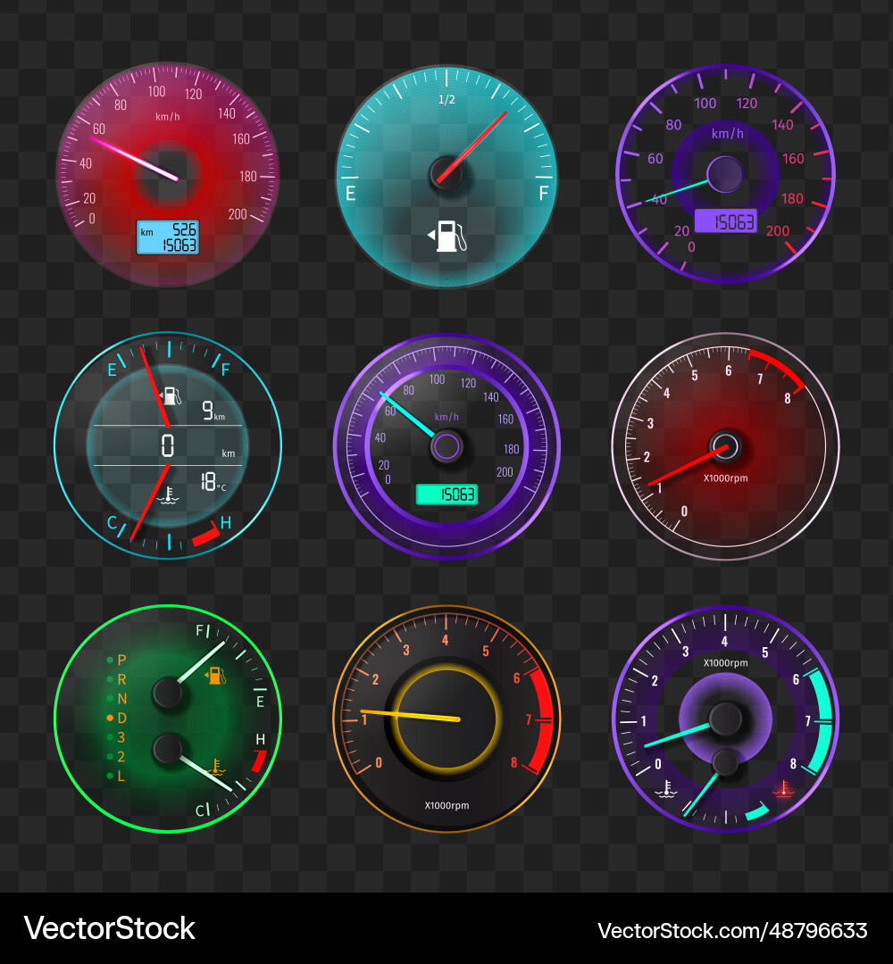 Speedometer realistic set Speedometer realistic set vector image