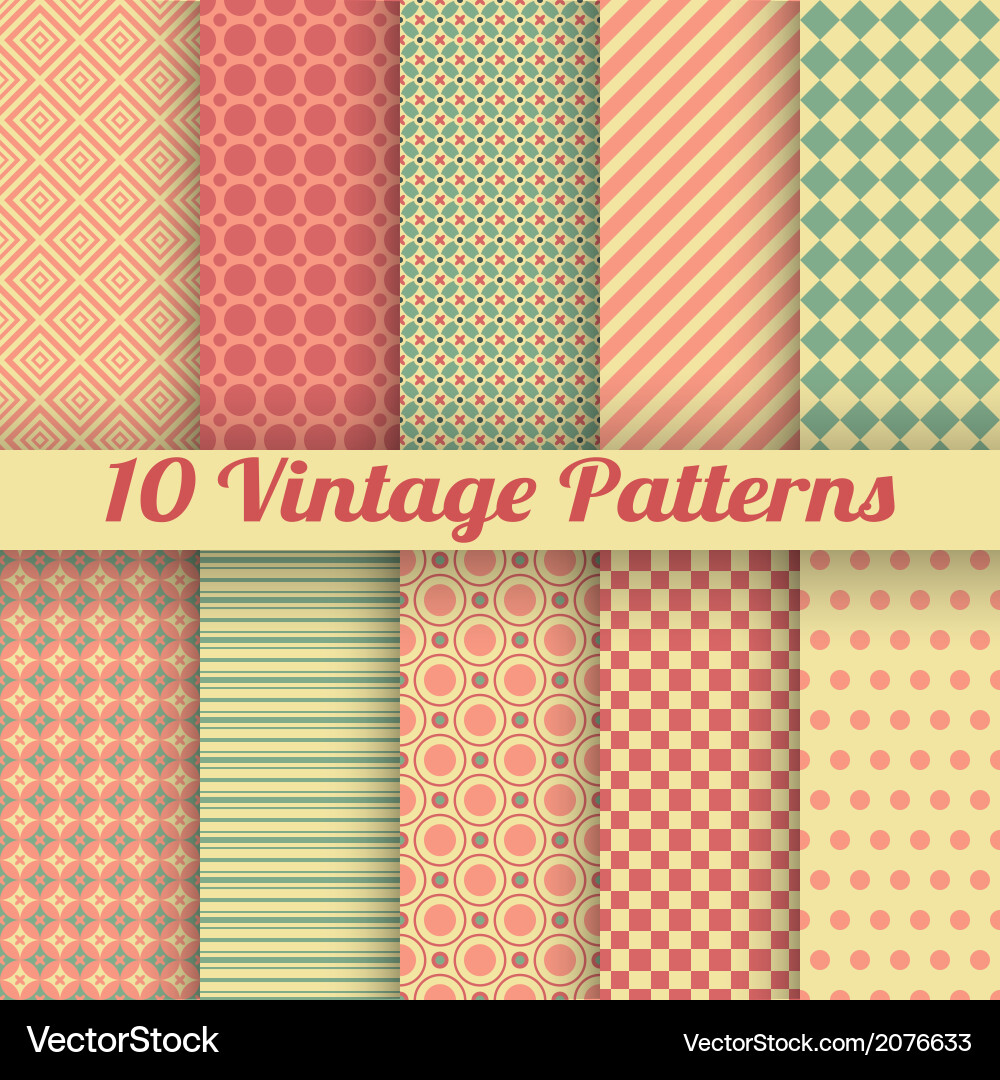 Vintage different seamless patterns tiling vector image