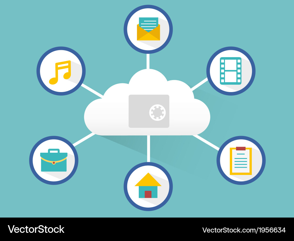 Concept of safe cloud computing Vector Image