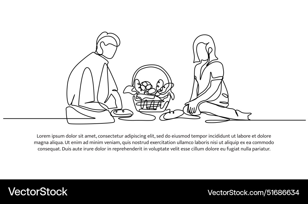 Continuous one line design of picnic Vector Image
