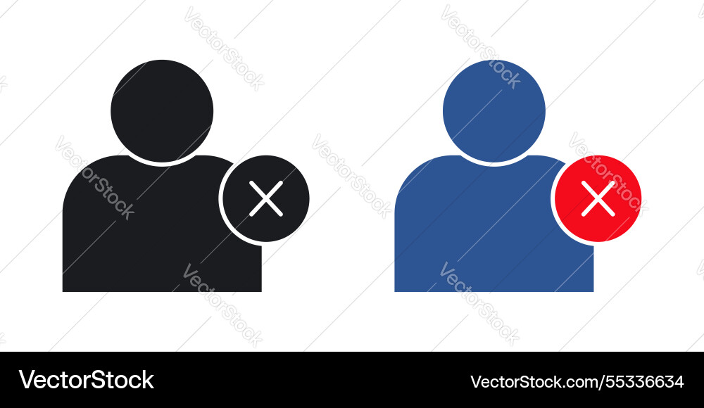 Delete user icons set black and colored style Vector Image