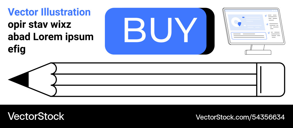 E-commerce call-to-action with pencil and computer E-commerce call-to-action with pencil and computer vector image