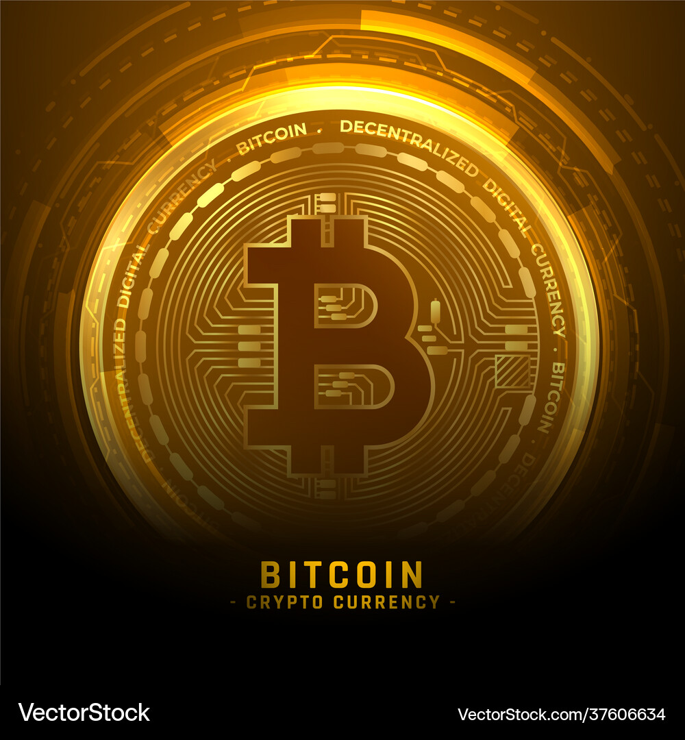 Golden bitcoin cryptocurrency coin background – Royalty-Free Vector |  VectorStock
