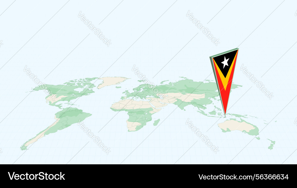 Highlighted east timor on global map with 3d flag vector image