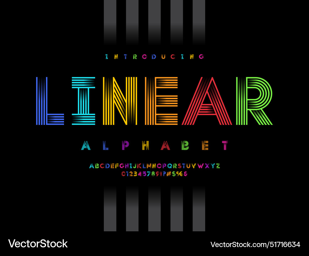 Linear Alphabet Font - Modern Style Vector Image