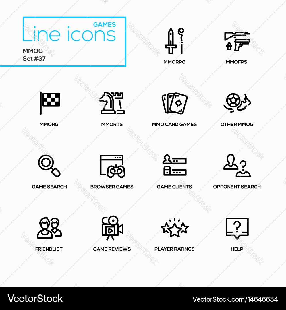 Mmog - modern single line icons set Vector Image