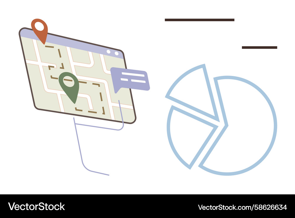 Navigation map with location markers and data Vector Image