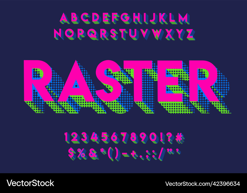 Retro but modern colorful font alphabet numbers Retro but modern colorful font alphabet numbers vector image