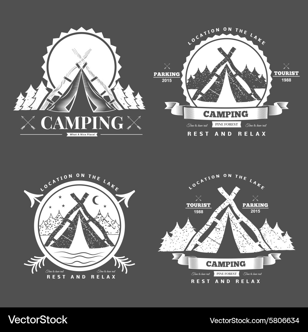 Retro Camping Logo Set Vector Image