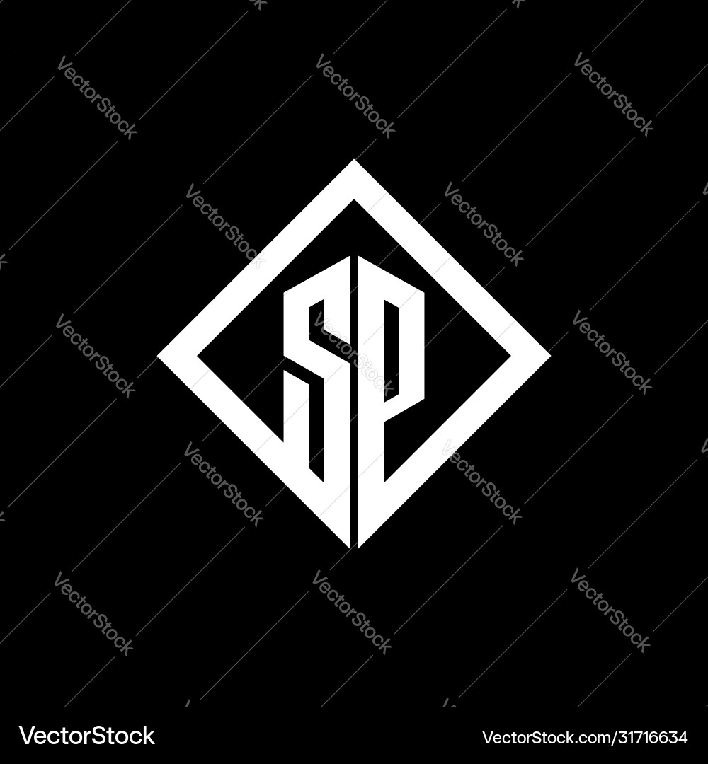 Sp logo monogram with square rotate style design vector image